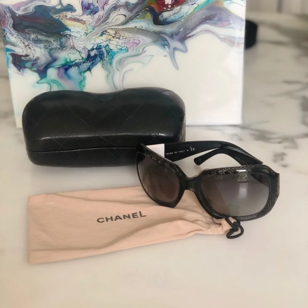 Chanel Vintage Sunglasses Gradient Lens Lace Effect Sunglasses